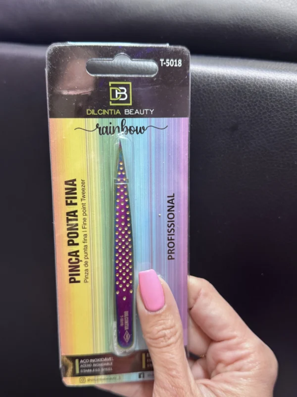 Eyebrow Tweezers Rainbow Fine Tip - DilCintia Beauty - Ponta Fina