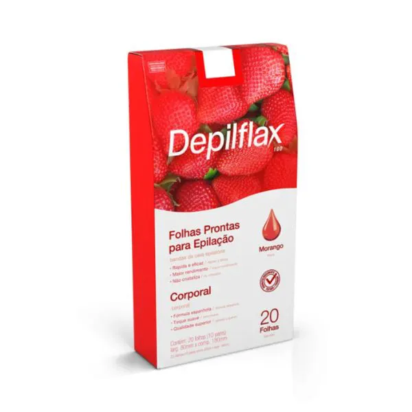 Depilflax Strawberry Ready to Use Body Wax Strips – 20 Sheets